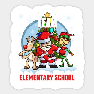 Team Elementary School Santa Elf Reindeer Flossing Christmas Sticker